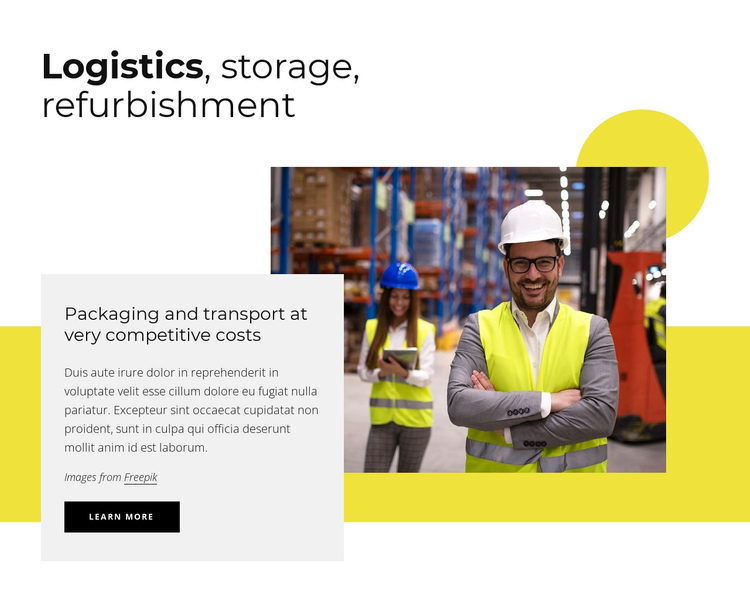 Logistics, storage, packaging One Page Template