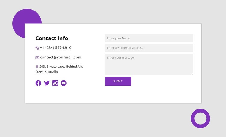 Contact info with shapes Webflow Template Alternative