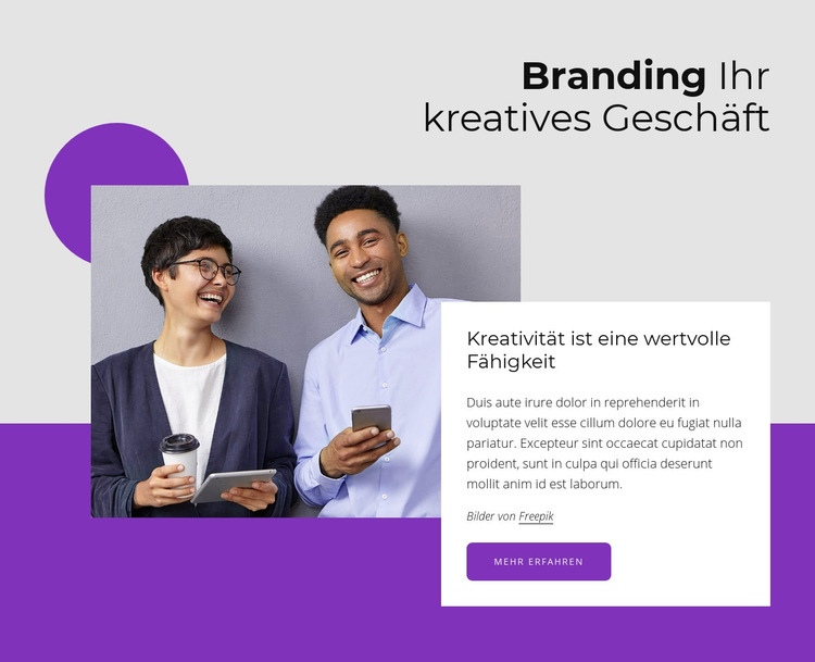 Branding Ihres kreativen Unternehmens HTML Website Builder