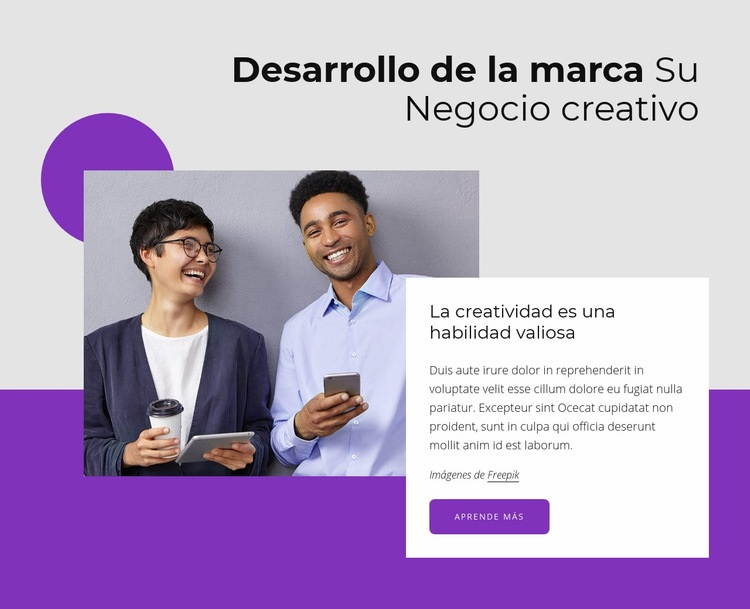 Marca tu negocio creativo Maqueta de sitio web