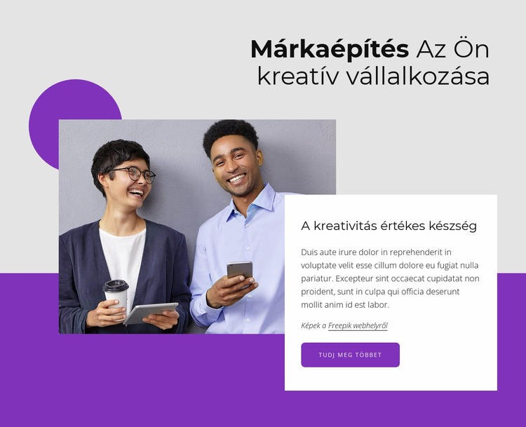 Kreatív vállalkozása márkaépítése Weboldal sablon