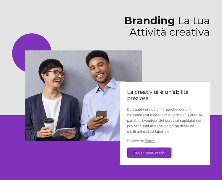 Brandizzare la tua attività creativa Modello di sito Web