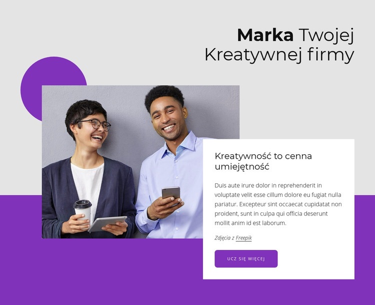 Tworzenie marki Twojej kreatywnej firmy Makieta strony internetowej