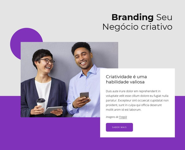 Branding seu negócio criativo Maquete do site