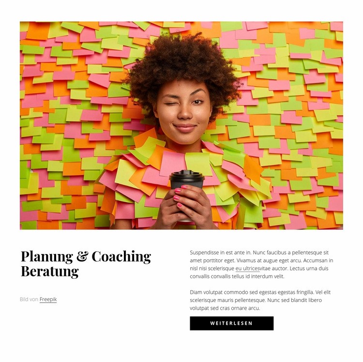 Planungs- und Coachingberatung Eine Seitenvorlage
