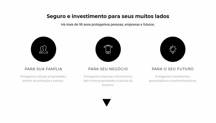 Três direções de trabalho Design do site