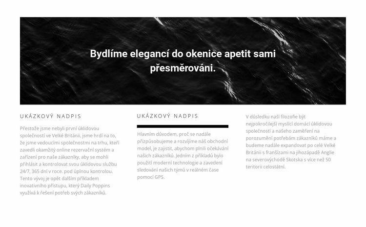 Obrázek a text ve třech sloupcích Šablona HTML