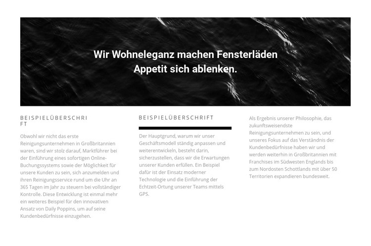 Bild und Text in drei Spalten Website-Modell