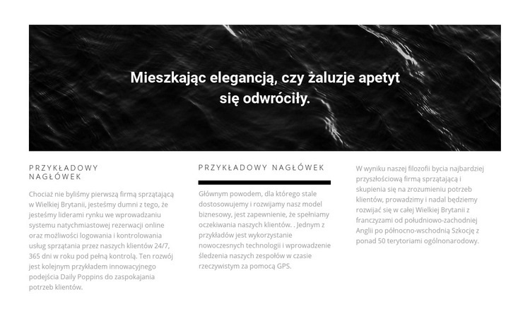 Obraz i tekst w trzech kolumnach Makieta strony internetowej