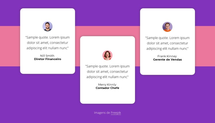 Testemunhos com forma Template CSS