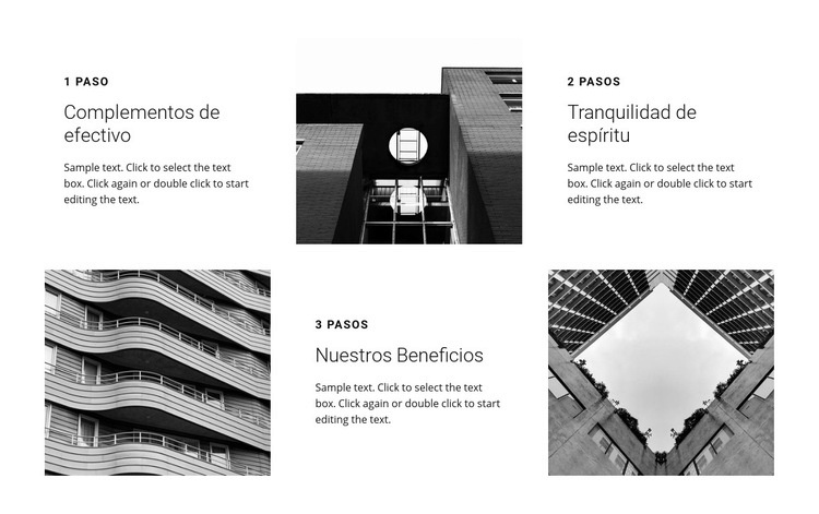 Tres pasos importantes Maqueta de sitio web