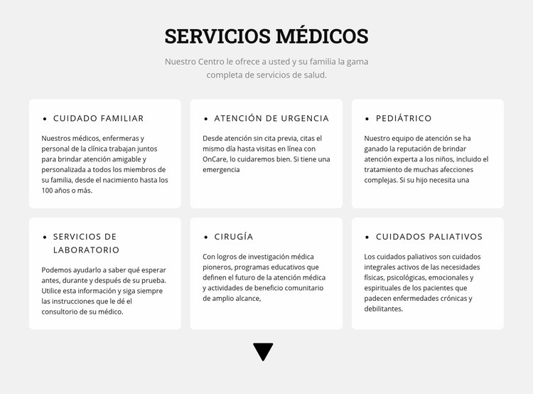 Direcciones médicas Página de destino