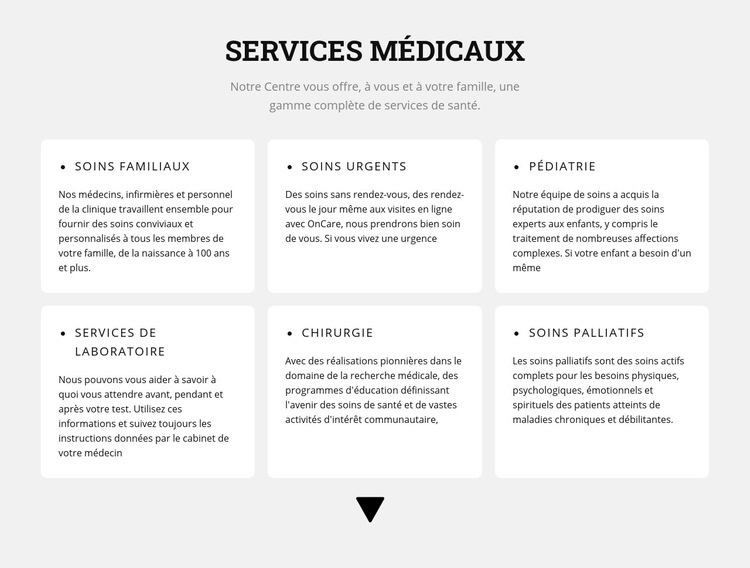 Instructions médicales Maquette de site Web