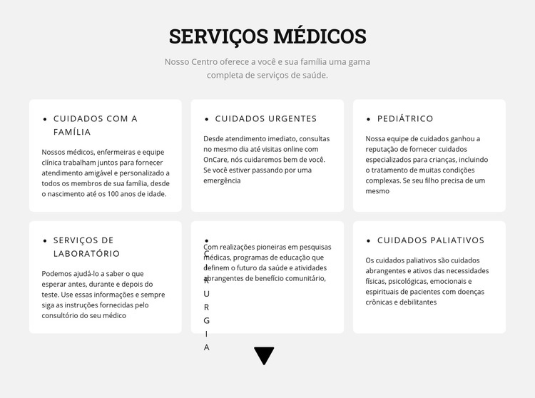 Instruções médicas Design do site