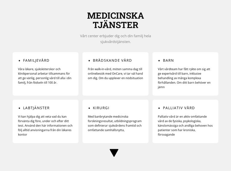 Medicinska riktningar Webbplats mall