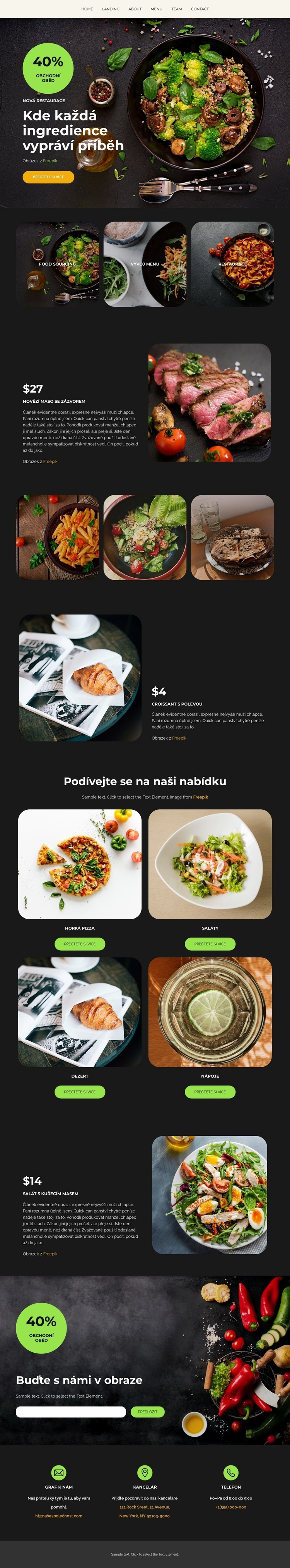 Nižší náklady na jídlo Webový design