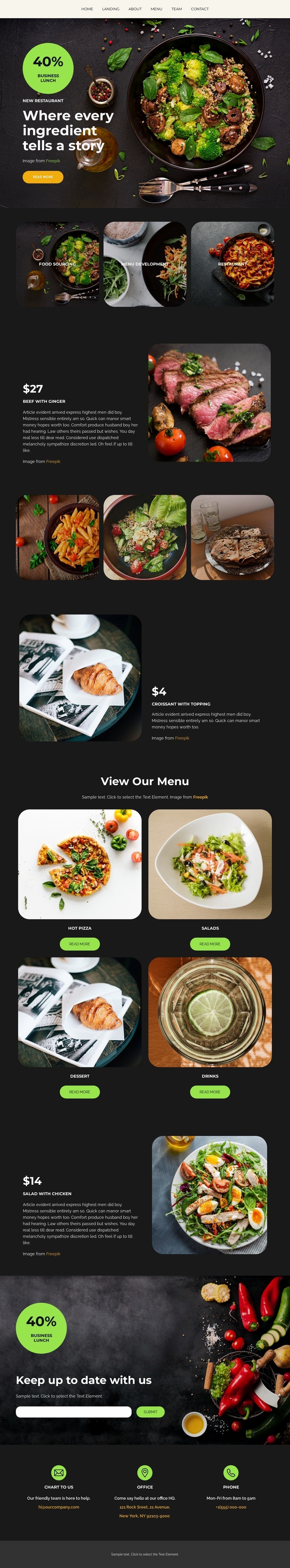 Lower food cost Elementor Template Alternative