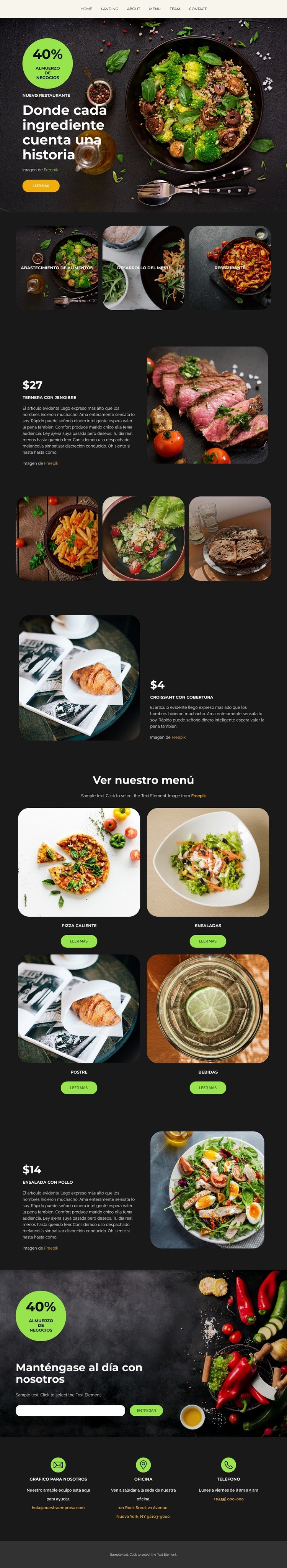 Menor costo de alimentos Diseño de páginas web