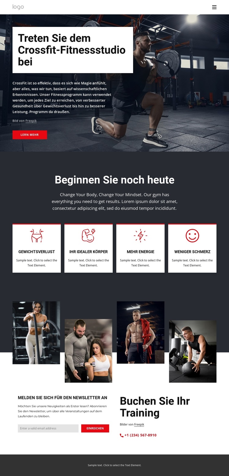 Cross Training macht Menschen besser Website-Vorlage