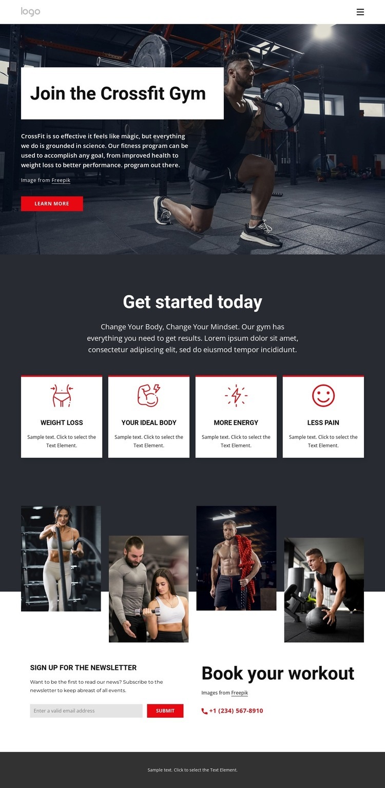 Cross Training makes people better Homepage Design