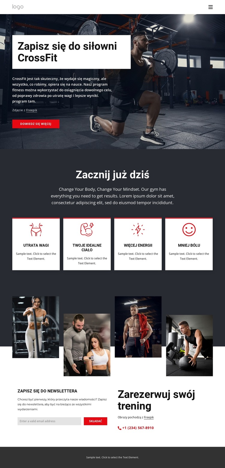 Cross Training czyni ludzi lepszymi Szablon witryny sieci Web