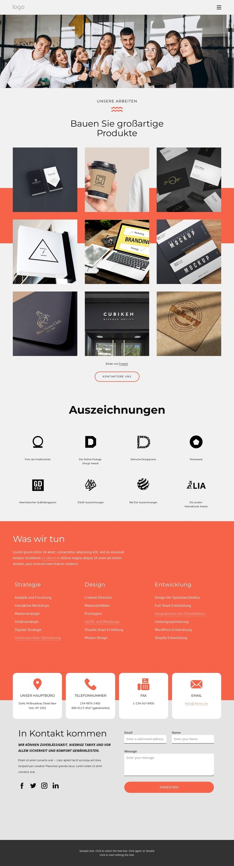 Preisgekrönte Branding-Services Landing Page