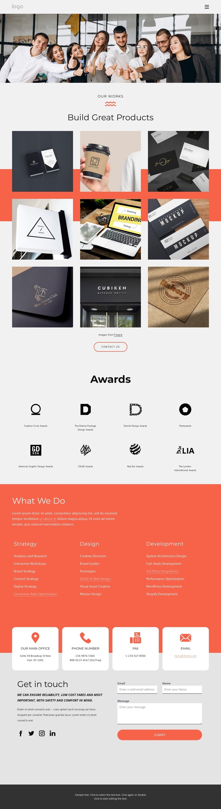 Award winning branding services One Page Template