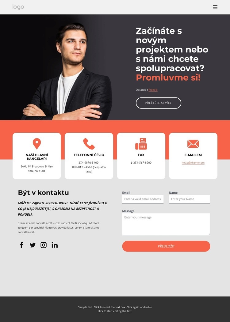 Kontaktní stránka poradenské firmy Téma WordPress