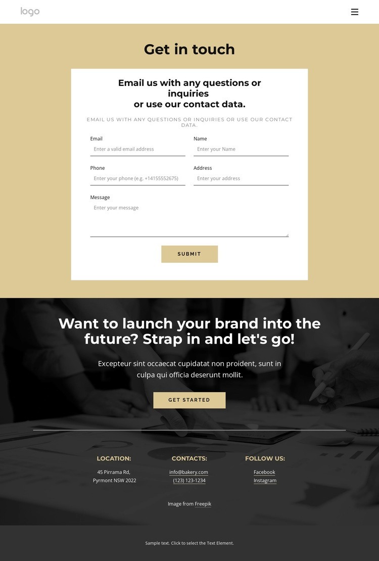Email us with any questions Elementor Template Alternative