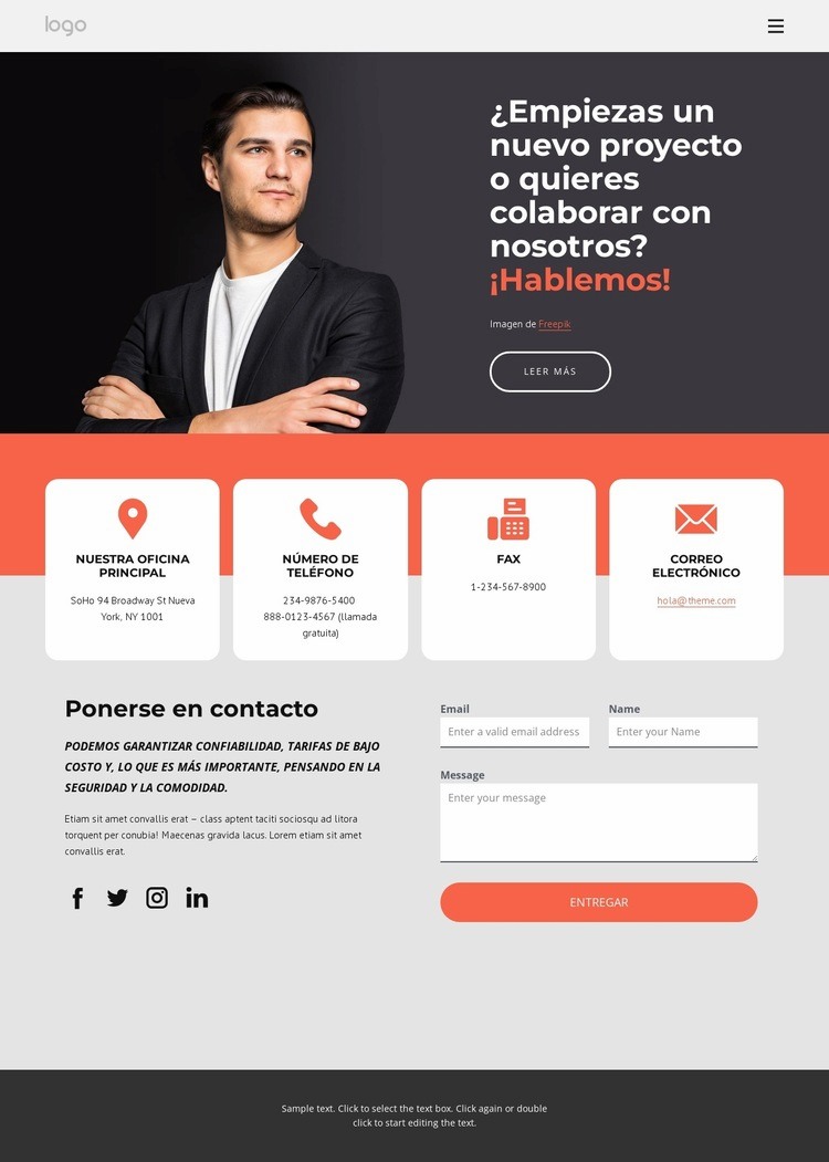 Página de contacto de la firma consultora Diseño de páginas web