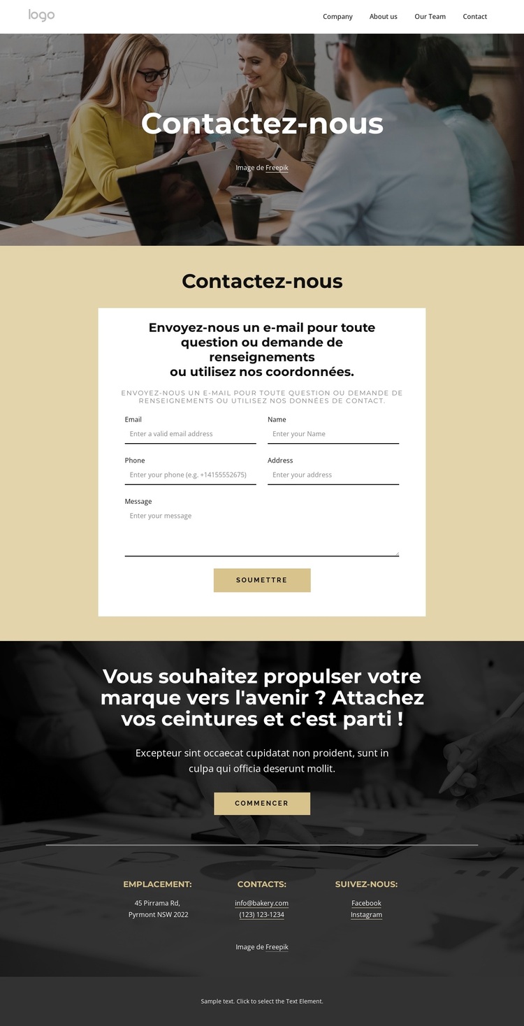 Écrivez-nous pour toute question Thème WordPress