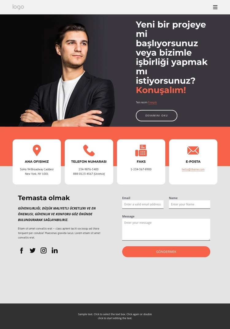 Danışman firma iletişim sayfası Web sitesi tasarımı
