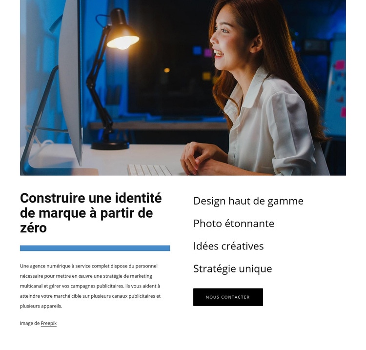 Construire une identité de marque Créateur de site Web HTML