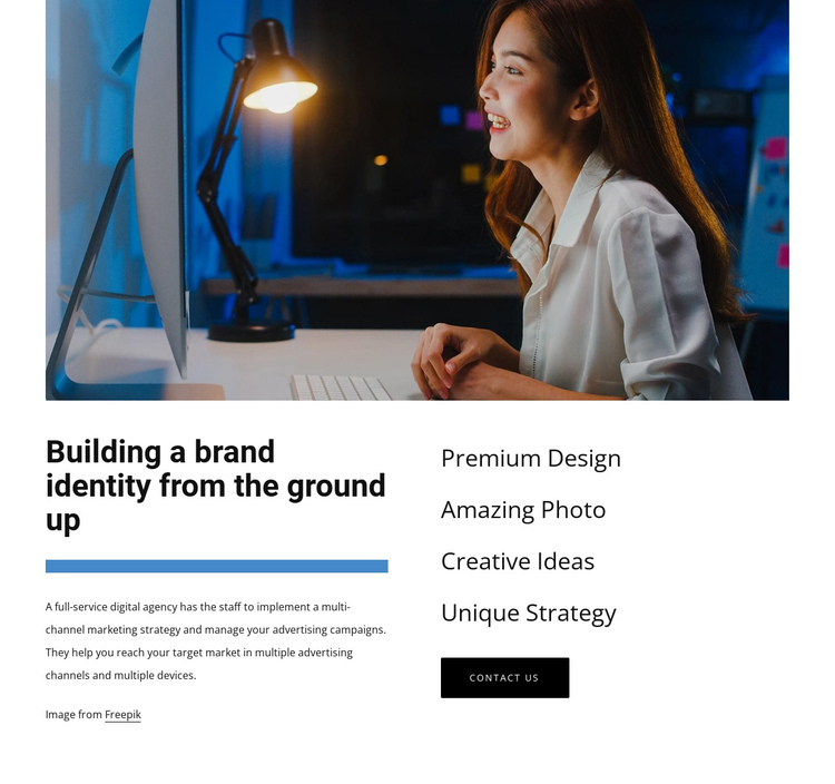 Buiding a brand identity One Page Template