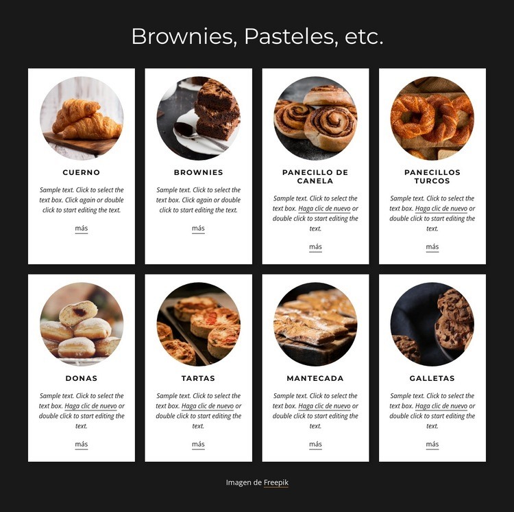 Brownies, pasteles y etc. Creador de sitios web HTML