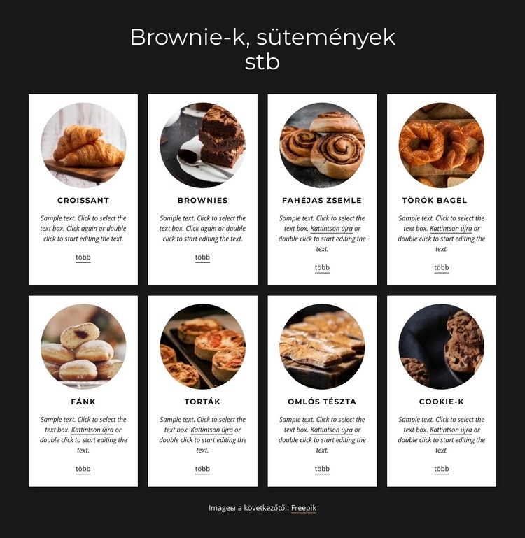 Brownie, sütemények stb HTML Sablon