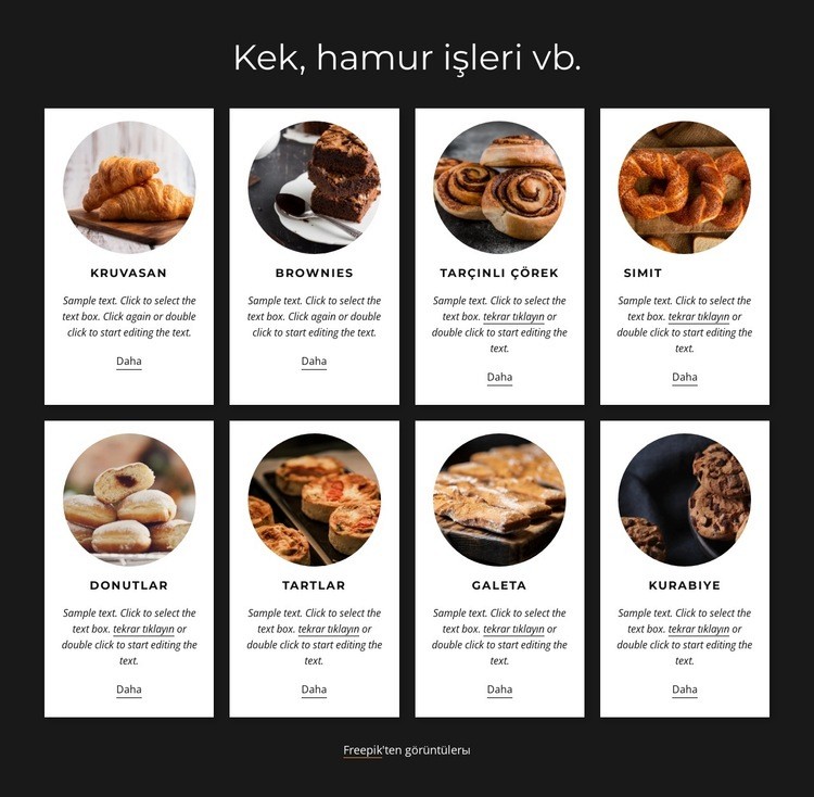 Kek, hamur işleri vb. Web sitesi tasarımı
