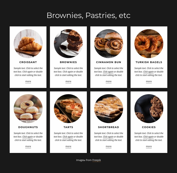 Brownies, pastries and etc Website Mockup