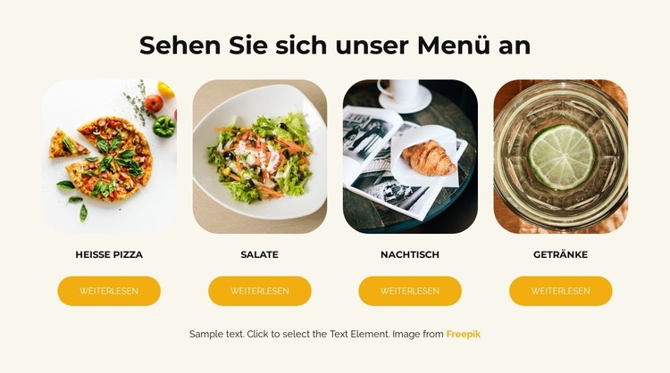 Sehen Sie sich unsere Speisekarte an CSS-Vorlage