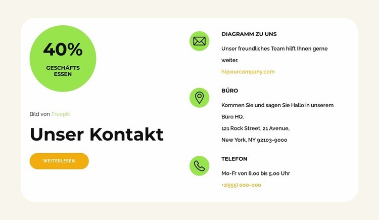 Kontakt zum Restaurant Website design