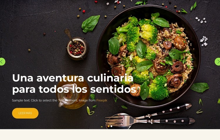 Un culinario Maqueta de sitio web