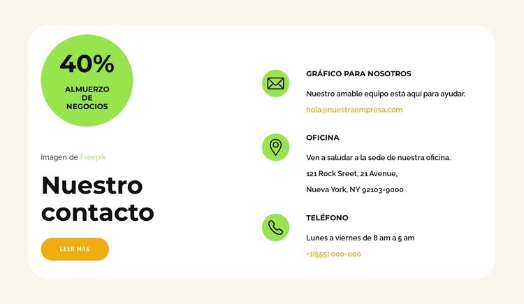 Contacto restaurante Plantilla HTML