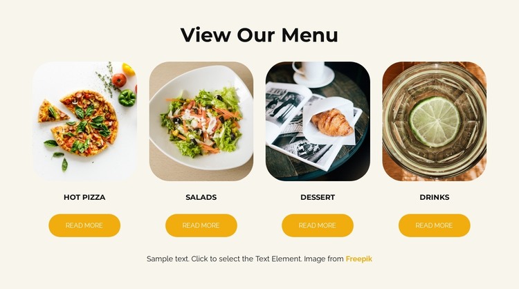 View our menu HTML Template