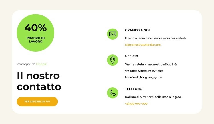 Contatto ristorante Modelli di Website Builder