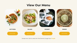 Landing Page Template For View Our Menu