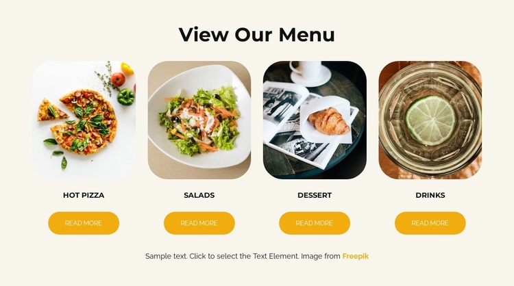 View our menu One Page Template