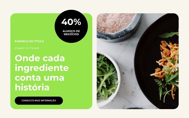 Experimente a comida Landing Page