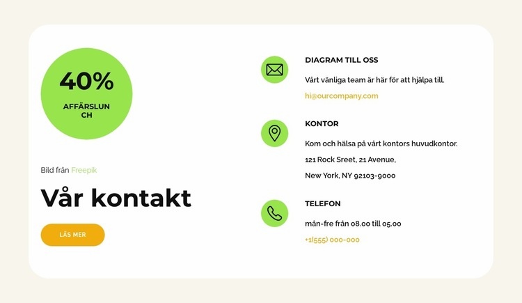 Restaurangkontakt CSS -mall