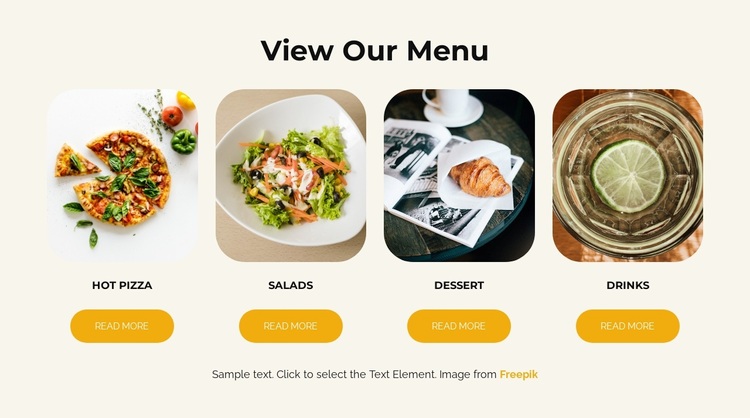 View our menu Website Design