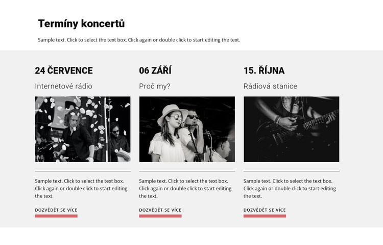 Termíny koncertů Šablona webové stránky